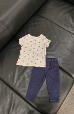 Bộ áo ngắn tay quần dài Mother Care, Carter's hoạ tiết trái tim (9-12m) - Ảnh 2