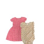 Set váy hoa xoè, body suit Mother Care, Carter's màu hồng, be (9-12m)
