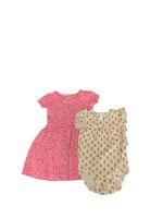 Set váy hoa xoè, body suit Mother Care, Carter's màu hồng, be (9-12m)