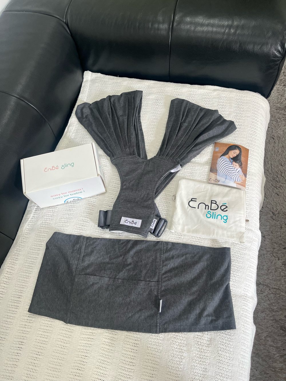 Địu vải Embé Sling màu Novasoft Charcoal, Flex plus ( size: 0-> 24m) full box. - Ảnh 12