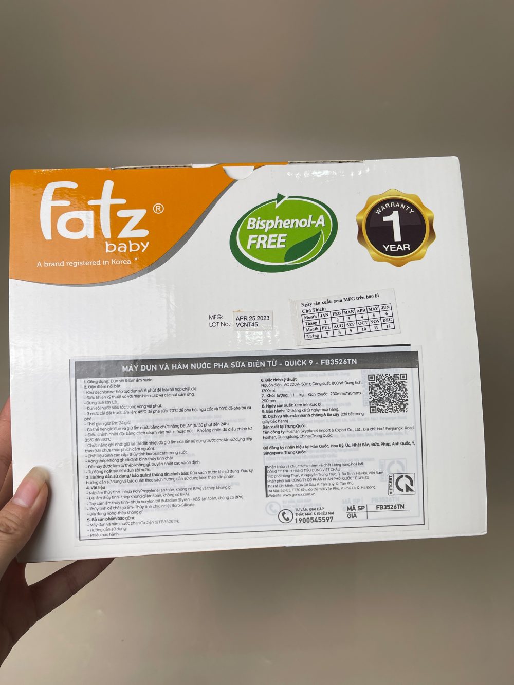 Máy đun và hâm nước pha sữa Fatzbaby Quick 9 ( fullbox) - Ảnh 12