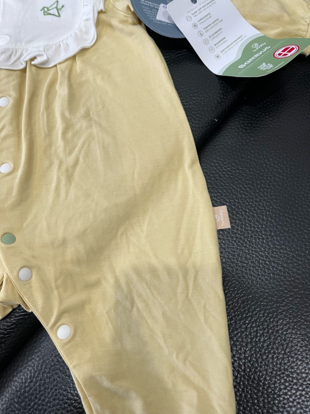 Bodysuit dài tay cài giữa bèo ngực màu vàng Bambus Gami ( size: 1->3m) - Ảnh 11