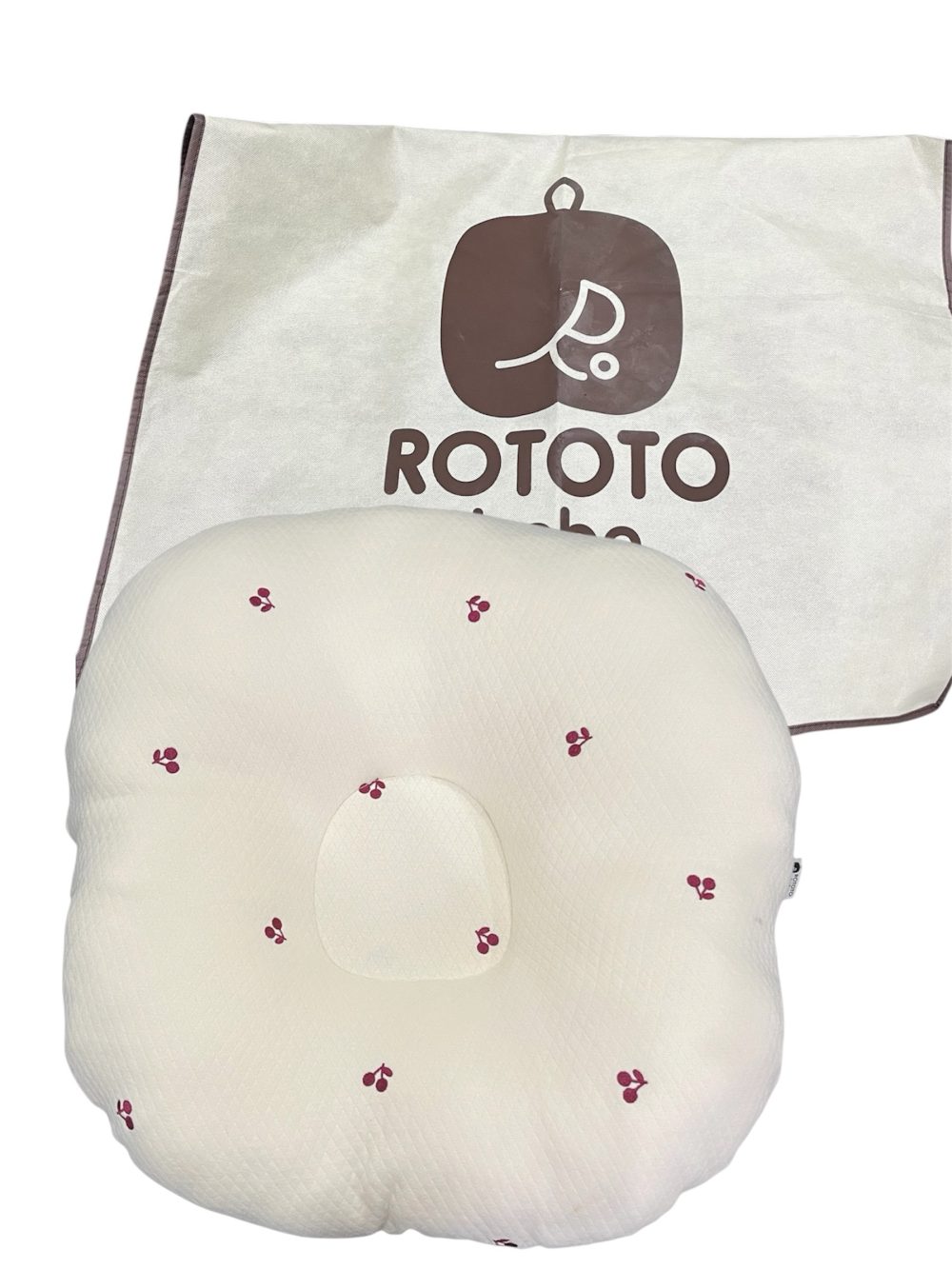 b4dc1a0a9be44582a131264a642ff45c Gối chống trào ngược Rototo bebe cotton lụa hoạ tiết cherry ( còn túi đựng) - Ảnh 1