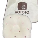 Gối chống trào ngược Rototo bebe cotton lụa hoạ tiết cherry ( còn túi đựng)