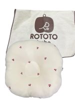 Gối chống trào ngược Rototo bebe cotton lụa hoạ tiết cherry ( còn túi đựng)