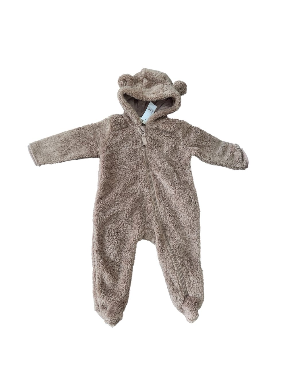 b5b1c00aa1054ea3848f38a5e963eef7 Sleepsuit lông cừu có mũ tai gấu Gap Baby màu nâu (size 12→18m) - Ảnh 1