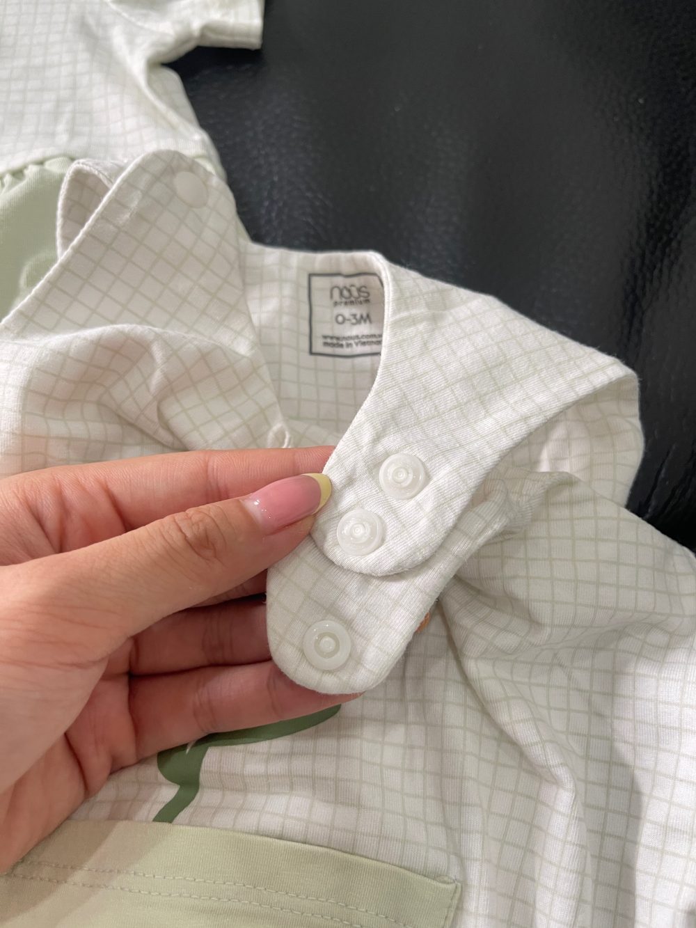 Set 2 bodysuit cộc tay xanh lá, caro Nous (Size: 0->3m) - Ảnh 4
