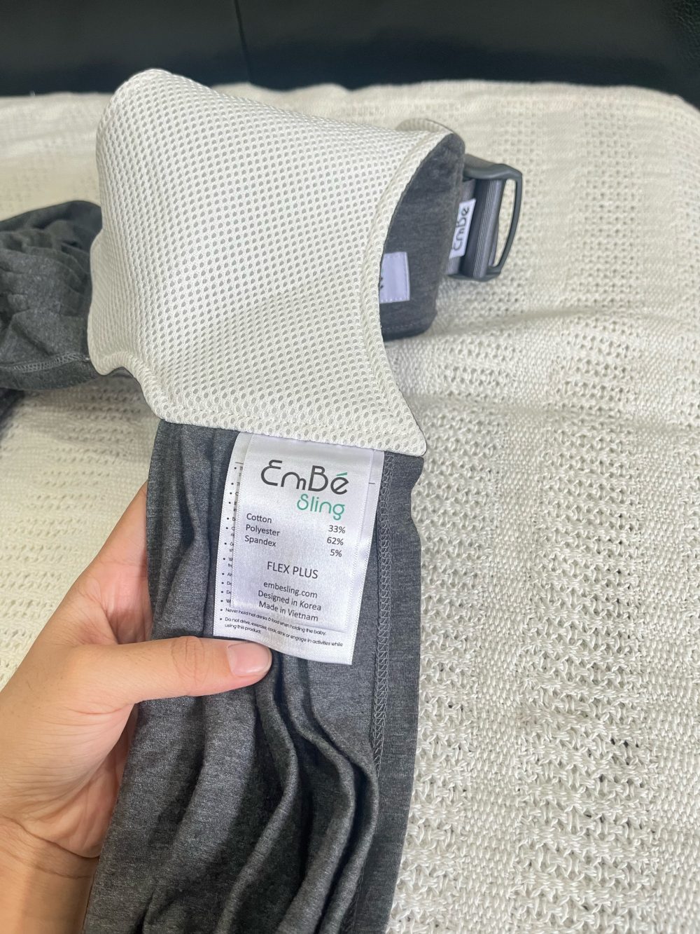Địu vải Embé Sling màu Novasoft Charcoal, Flex plus ( size: 0-> 24m) full box. - Ảnh 2