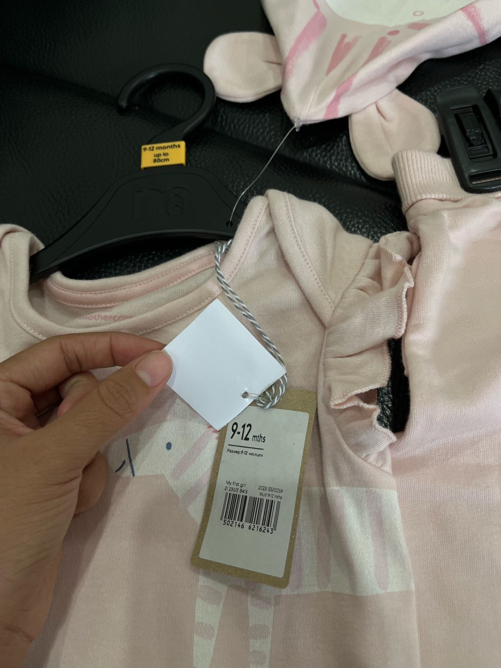 Set bodysuit, quần dài và mũ Mothercare màu hồng (size:9→12m) - Ảnh 6