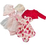 Bộ váy áo Valentine cho bé gái Carter’s, tặng kèm váy bodysuit màu hồng (Size: 0->3m)
