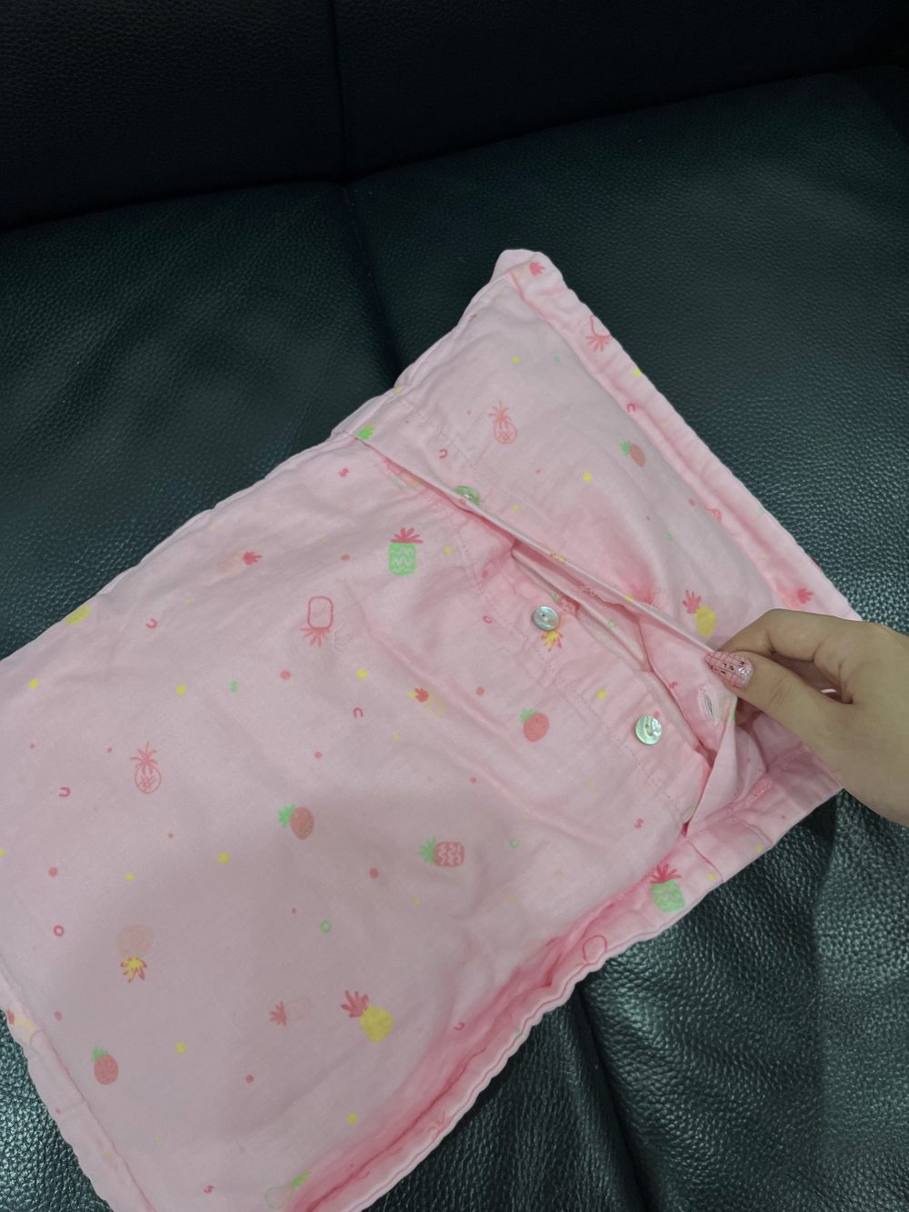Gối bông Nous màu hồng hoạ tiết trái thơm ( size: 0m+) - Ảnh 2