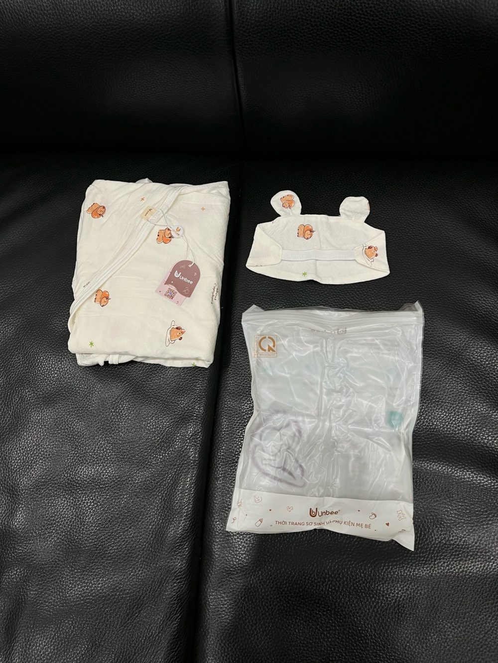 Quấn chũn sơ sinh tặng kèm che thóp Unbee hoạ tiết capypara ( size: 0->3m) - Ảnh 6