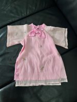 Set áo dài hồng phối quần lụa xanh tặng kèm bodysuit Obaibi màu xanh (size: 9→12m) - Ảnh 18