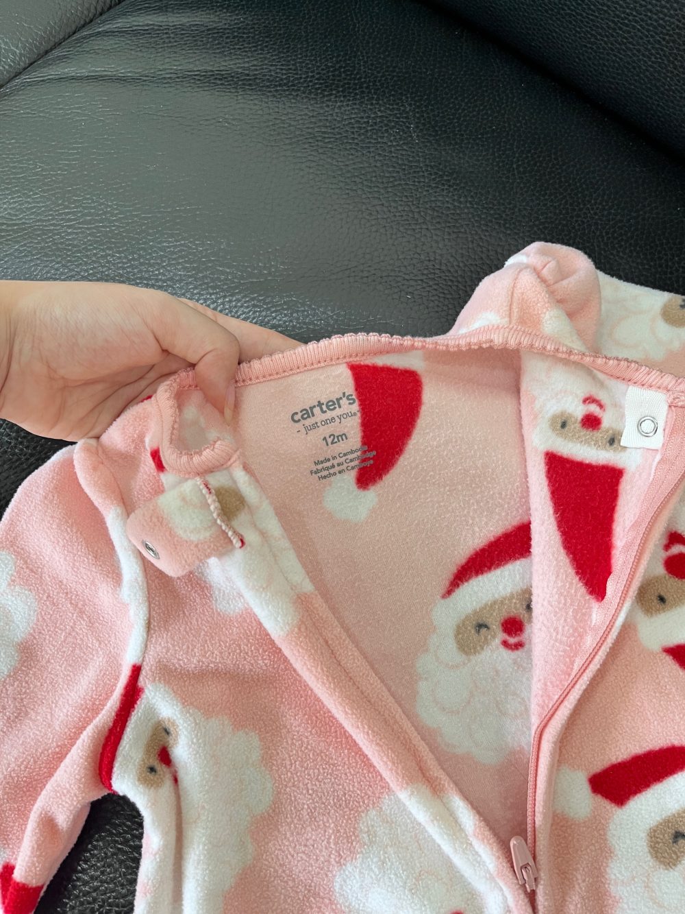 Sleepsuit họa tiết Santa Carter’s màu hồng tặng kèm hoodie suit trắng sọc đỏ (size 12→18m) - Ảnh 6