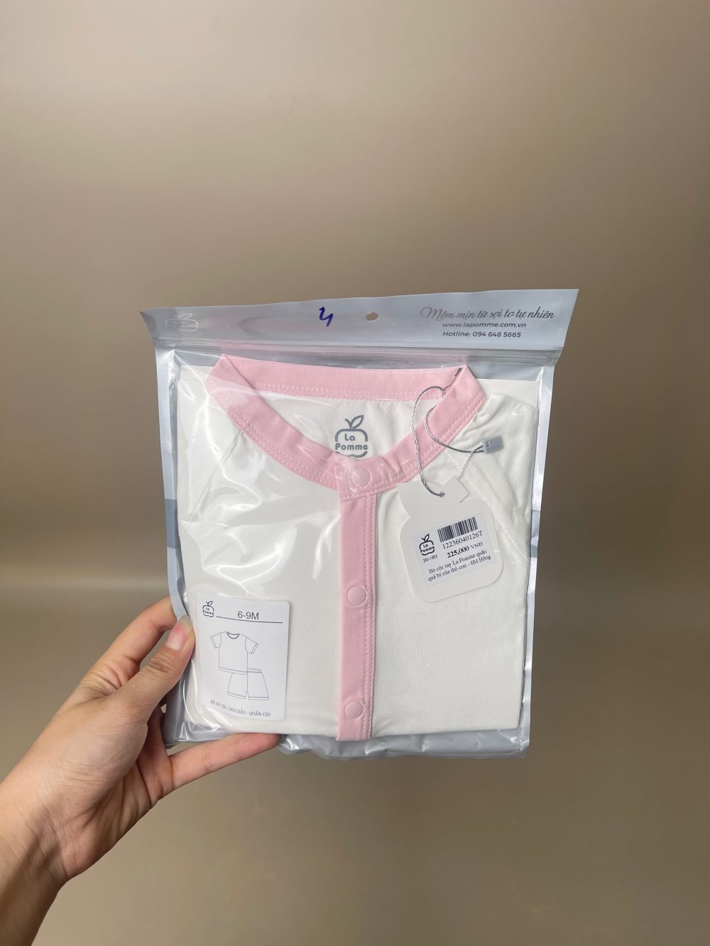 Bộ cộc tay La Pomme màu hồng (size: 6m) - Ảnh 3