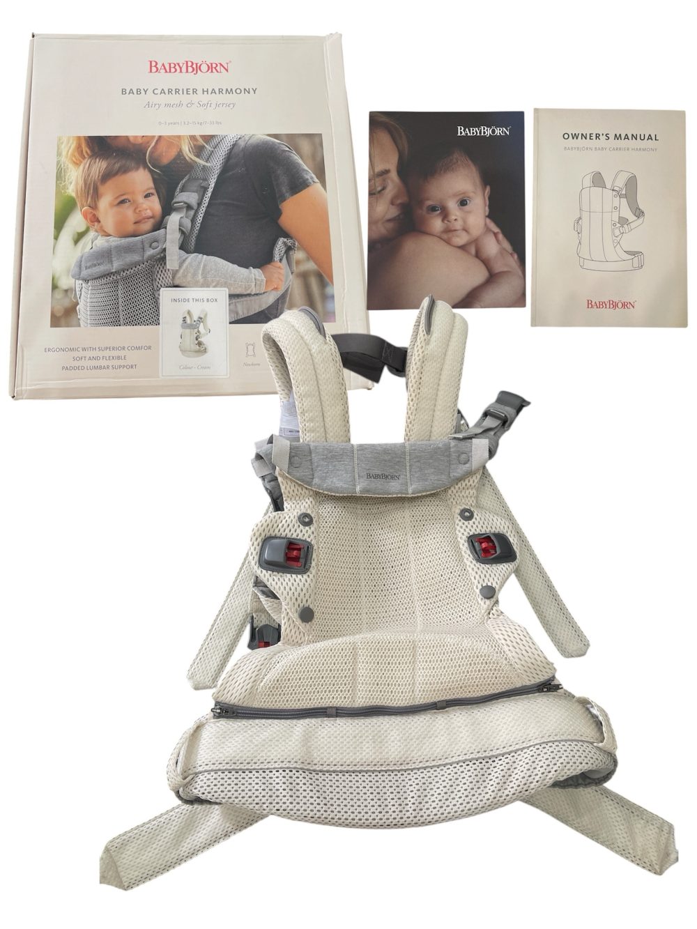 d9b8ed39c44e4abd9e91524e33aff648 Địu Baby Bjorn màu kem (0->3y, tối đa 15kg, full box) - Ảnh 1