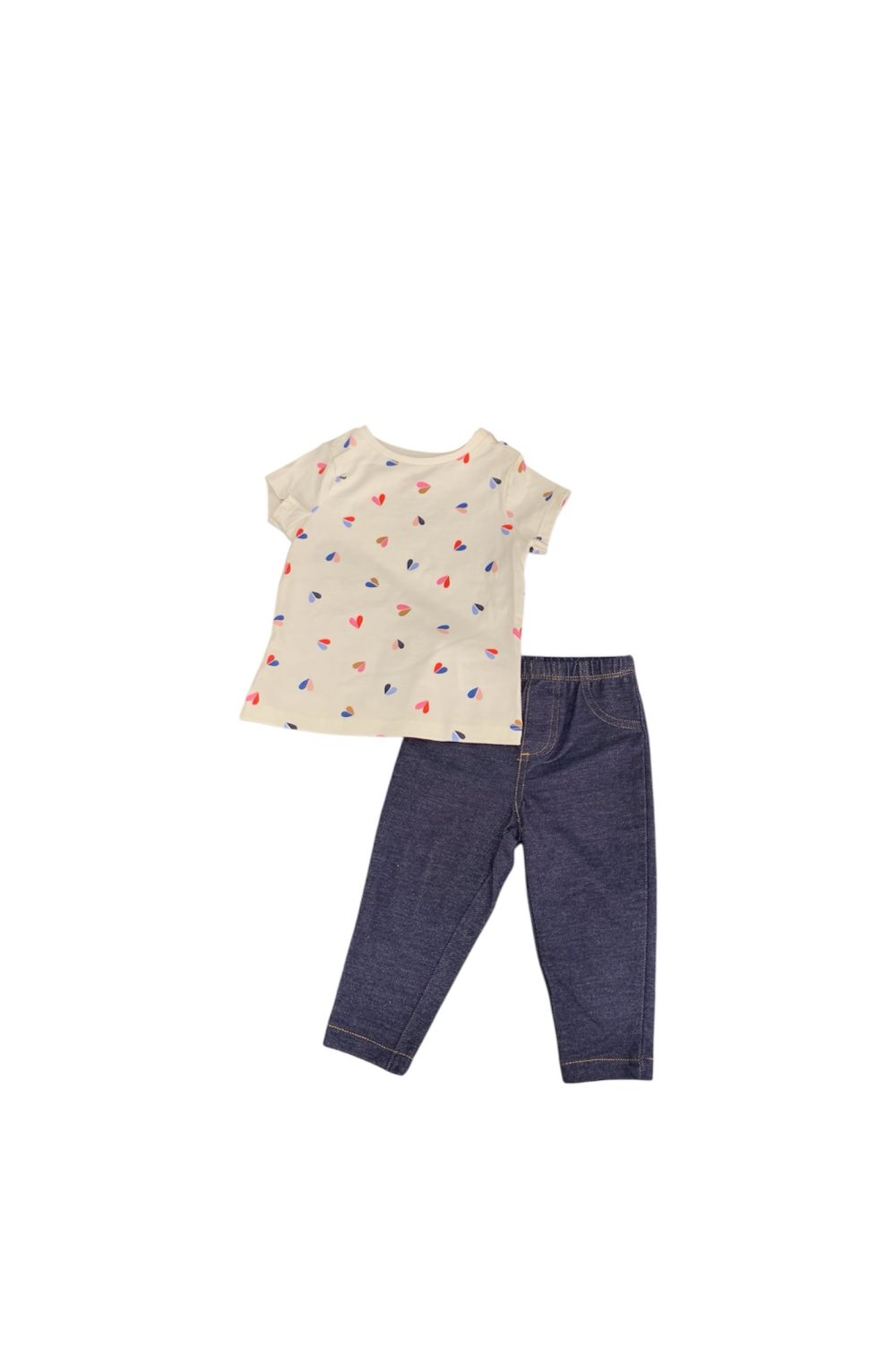 e2b04c667fdd462fbb6b57e9c48eeab2 Bộ áo ngắn tay quần dài Mother Care, Carter's hoạ tiết trái tim (9-12m) - Ảnh 1
