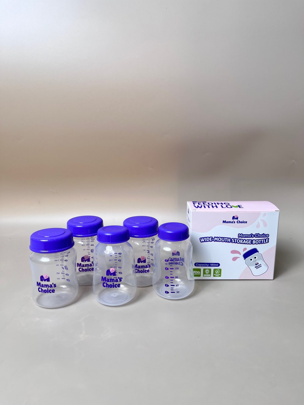 Set 5 bình trữ sữa Mama’s Choice (3 bình cổ rộng 180ml + 2 bình cổ hẹp 150ml) - Ảnh 5