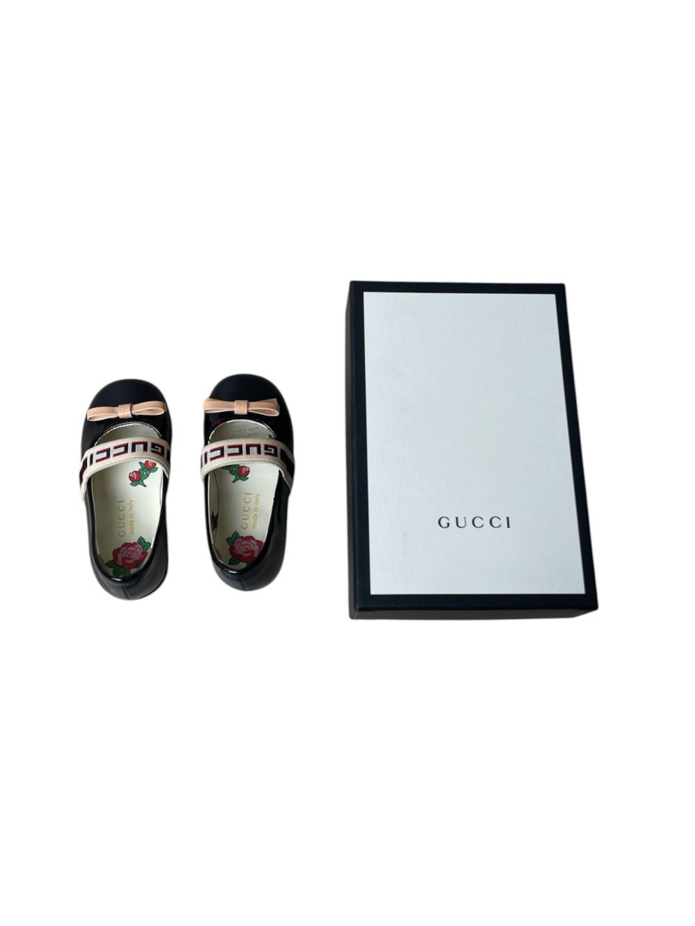 Giày búp bê Gucci da bóng màu đen - auth (fullbox) - size 21 (lòng chân 13-13.5cm) - Ảnh 1