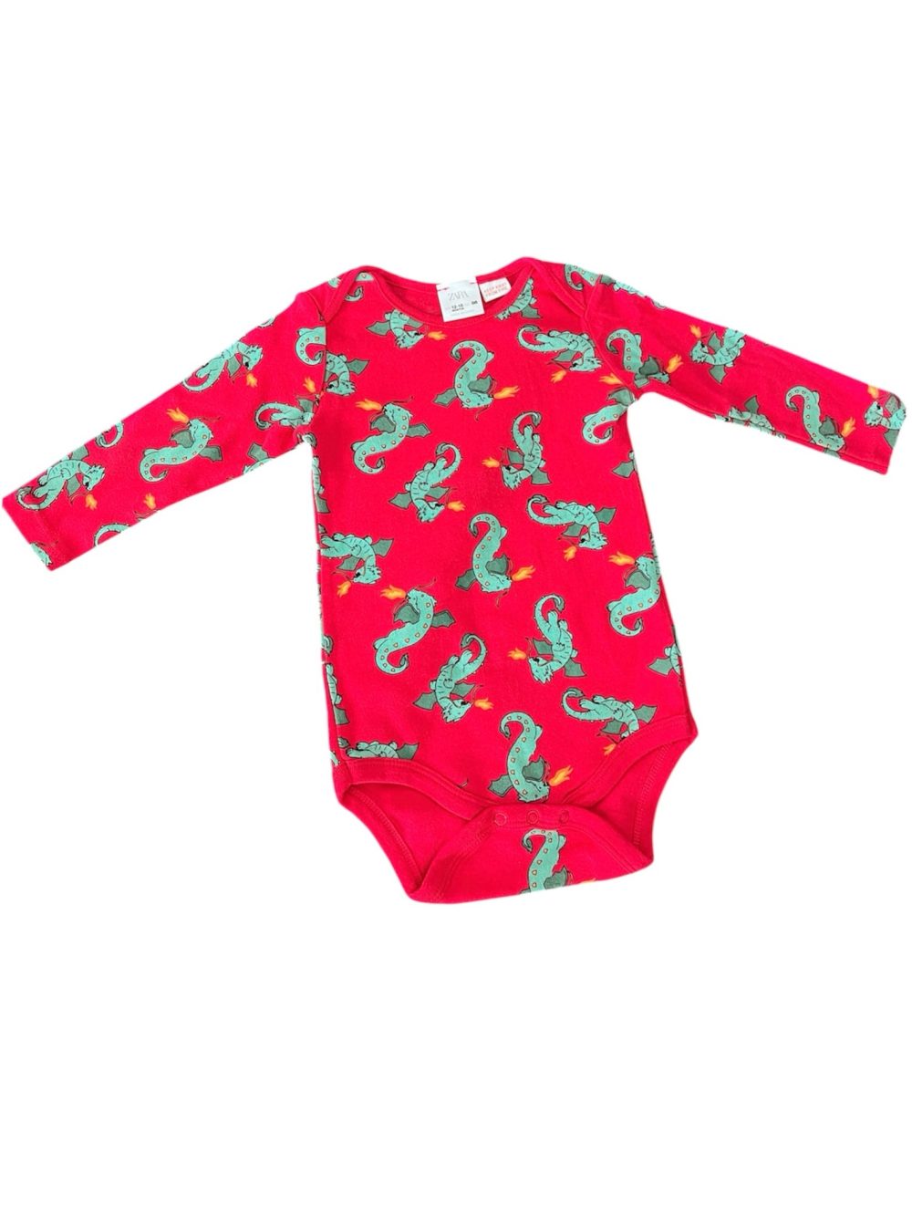 f0e654017da94be7bff14a5afc68abe8 Bodysuit Zara họa tiết rồng màu đỏ (12-18m) - Ảnh 1