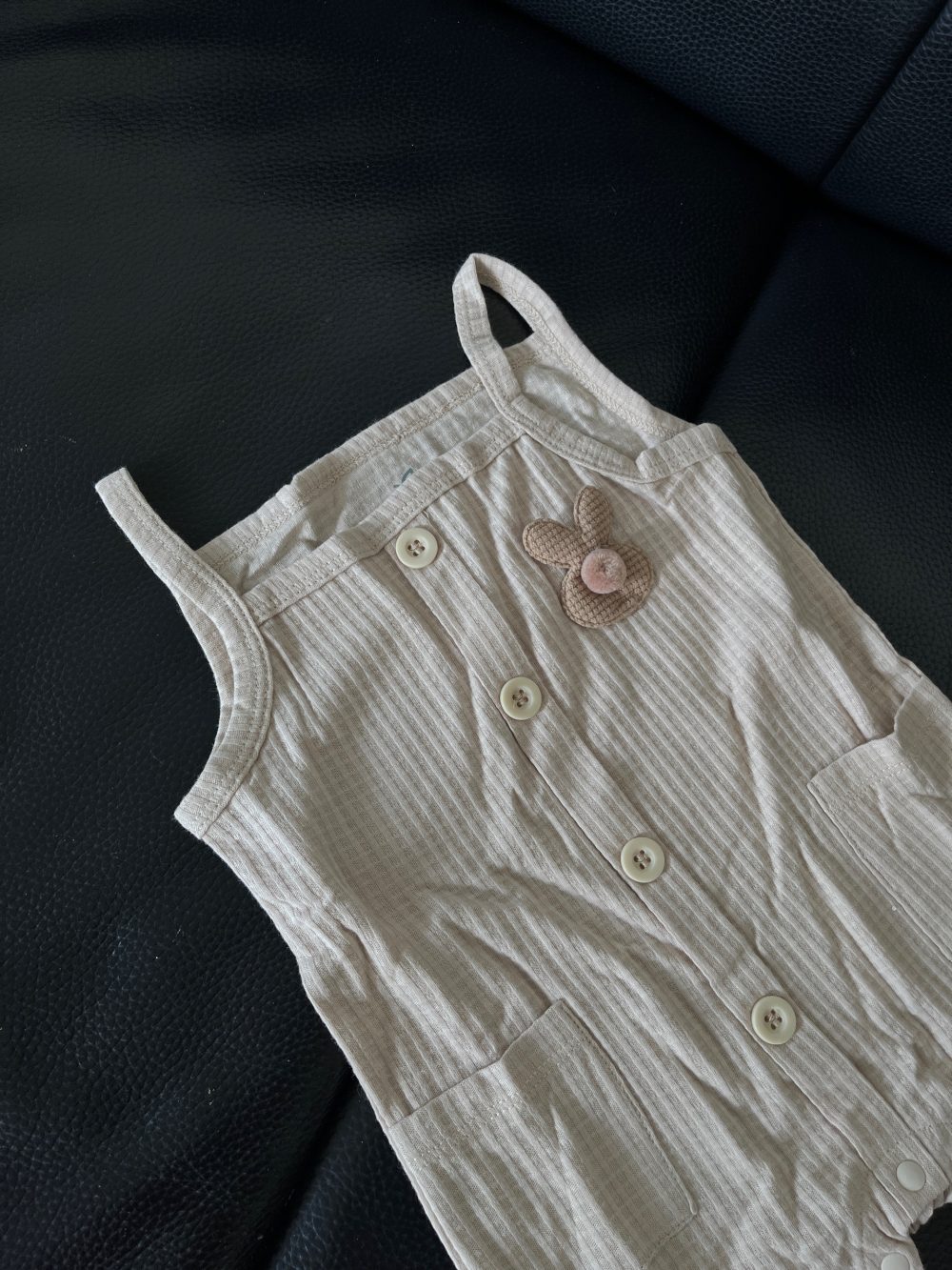 Bộ yếm rời kèm áo cộc tay La Pomme màu nâu (size 6→9m) - Ảnh 4