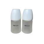 Set 2 bình sữa Moyuum thuỷ tinh bọc silicone 150ml màu trắng (không kèm núm ti)