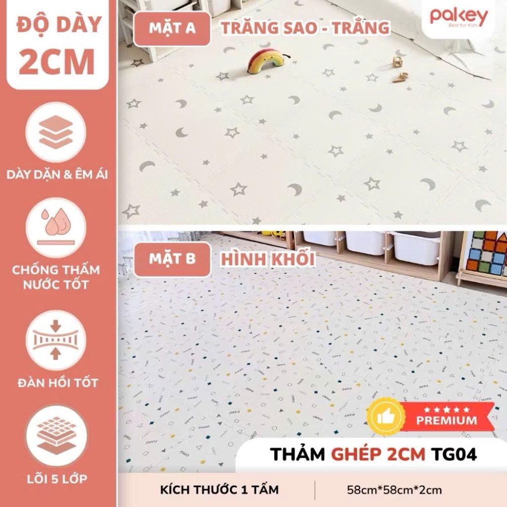 Set 6 tấm thảm xốp lắp ghép chống trượt 2cm (58*58cm) tặng 3 miếng - Ảnh 2
