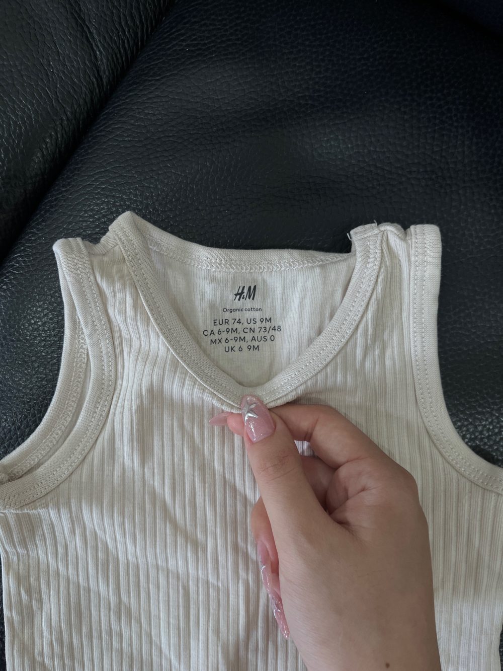 Set 2 bodysuit H&M màu trắng/nâu (size 6→9m) - Ảnh 12
