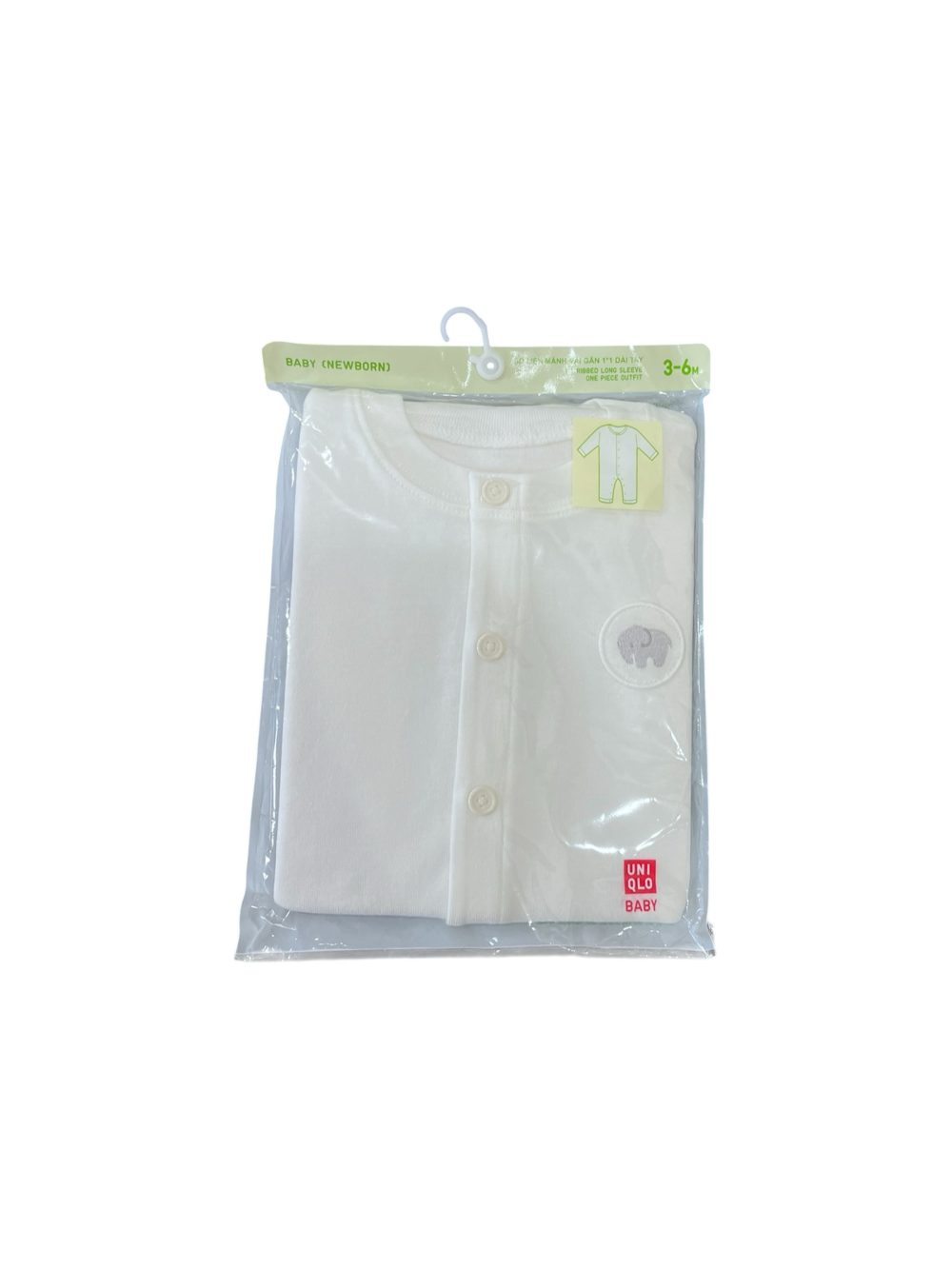 0a7311c2fced48b3b0050199c6776191 Bodysuit dài tay Uniqlo màu trắng(size 6→9m) - Ảnh 1