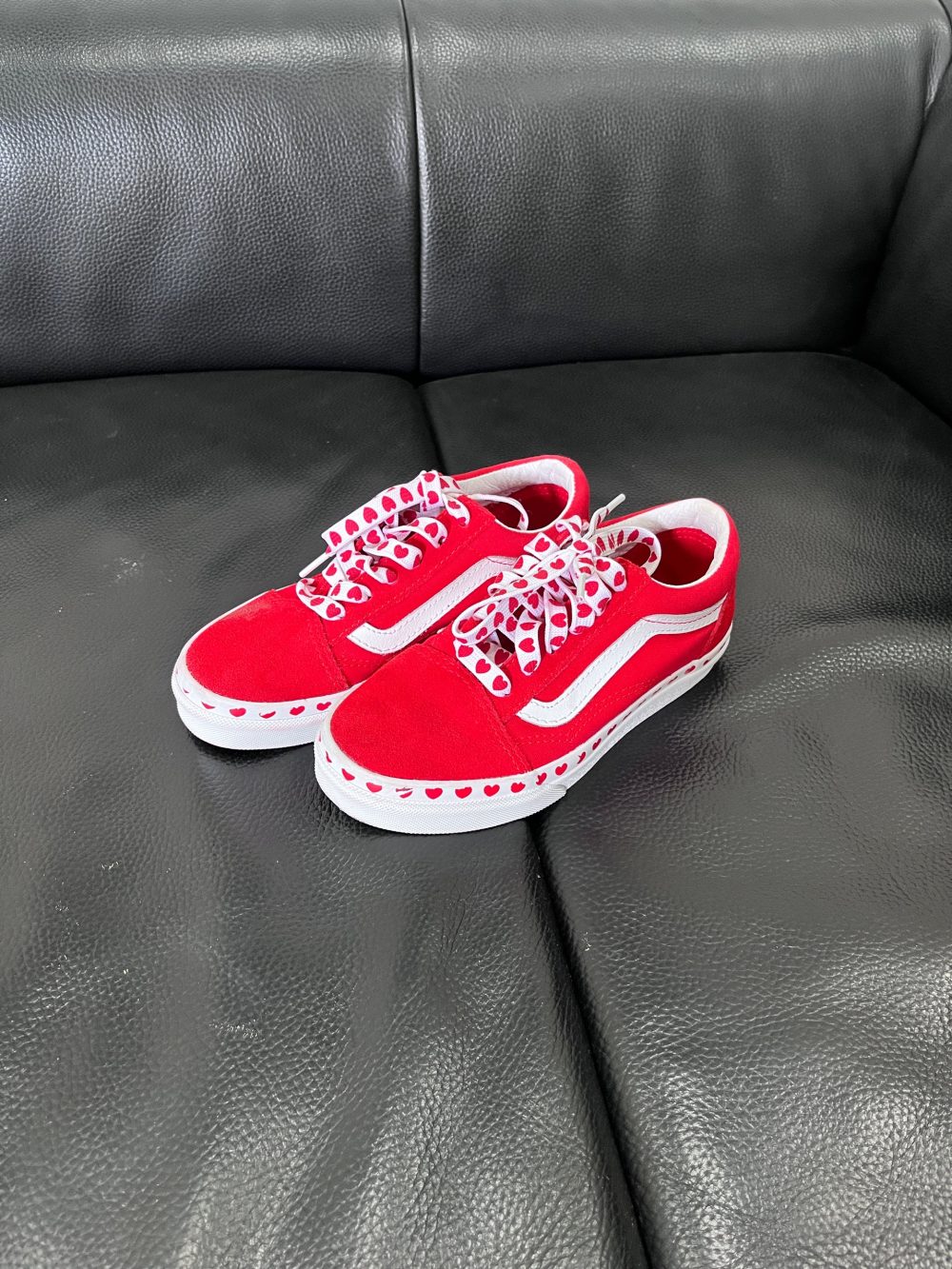 Giày Vans Kids Old Skool hoạ tiết trái tim màu đỏ (size 31.5~19cm) - Ảnh 7