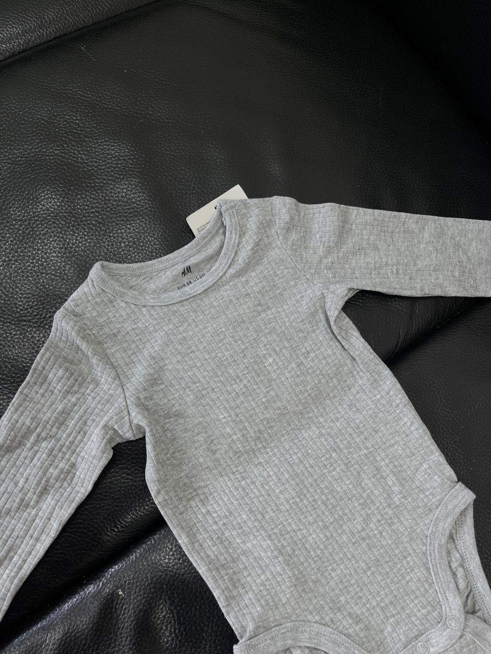 Set 2 bodysuit dài tay H&M màu trắng/xám (size 4→6m) - Ảnh 11