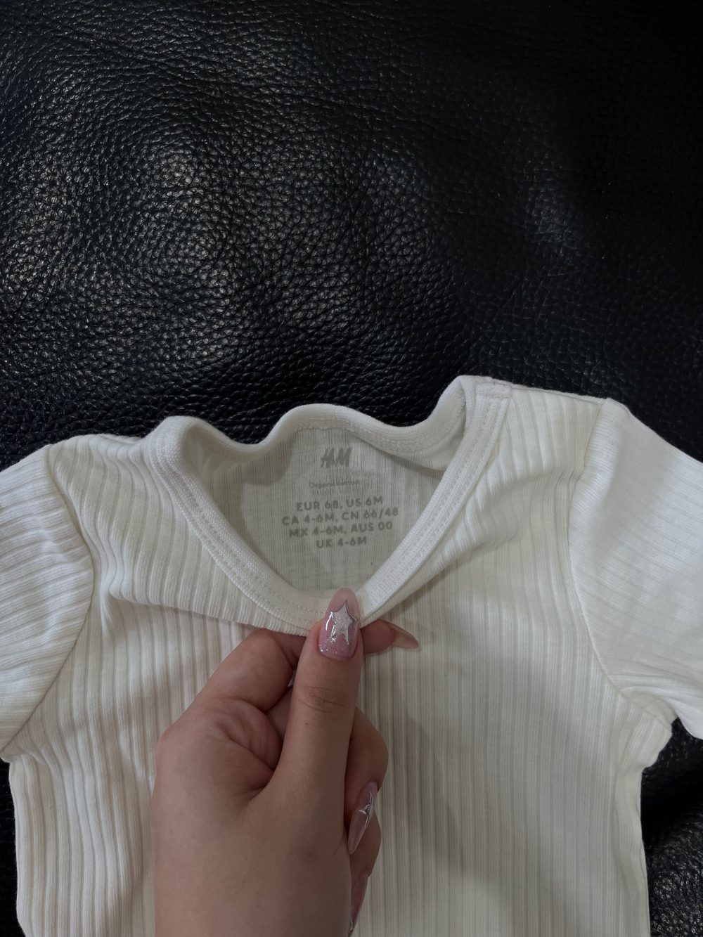 Set 2 bodysuit dài tay H&M màu trắng/xám (size 4→6m) - Ảnh 8