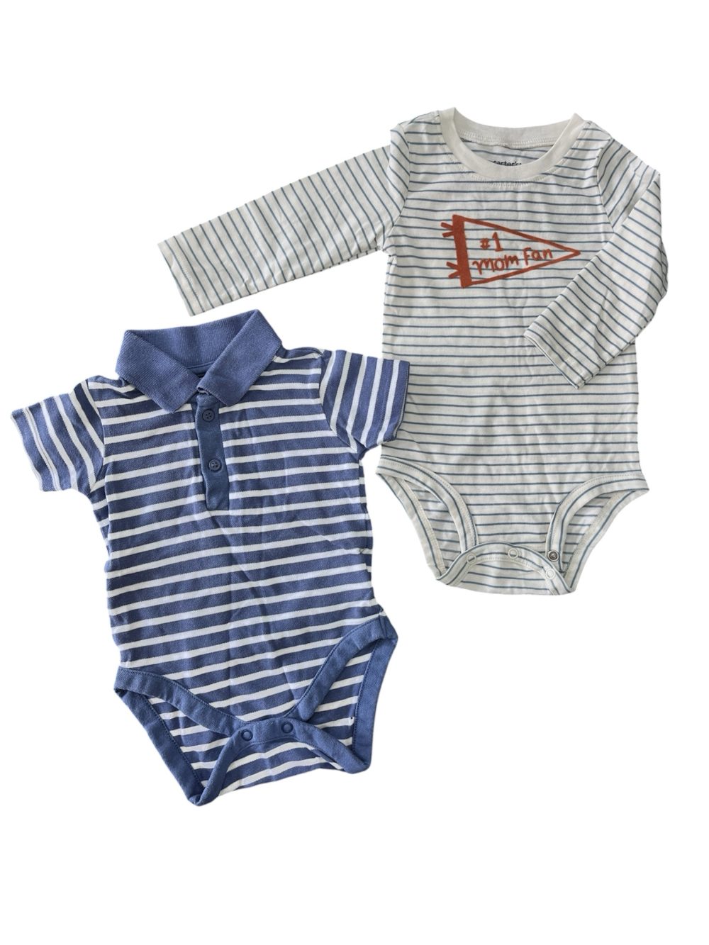 1580034bf0d54433ac8adf111ded74d5 Bodysuit dài tay Carter’s kèm bodysuit ngắn tay Mothercare (size 6→9m) - Ảnh 1
