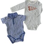 Bodysuit dài tay Carter’s kèm bodysuit ngắn tay Mothercare (size 6→9m)