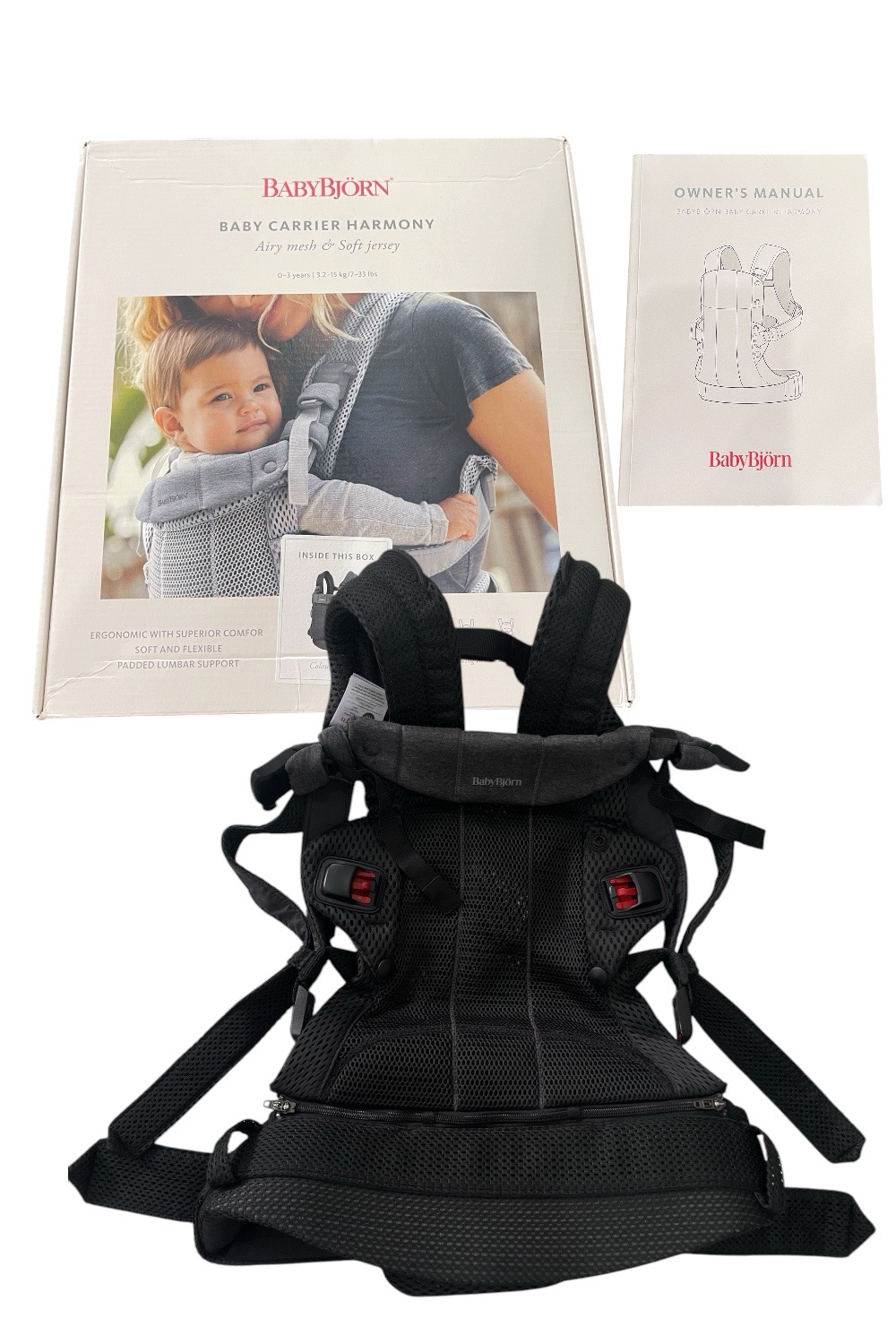1757768d274c46bdb807cdf54e77f076 Địu Baby Bjorn Harmony - Màu Black (Full box, Size: 3,2->15kg ~ 0->3y) - Ảnh 1
