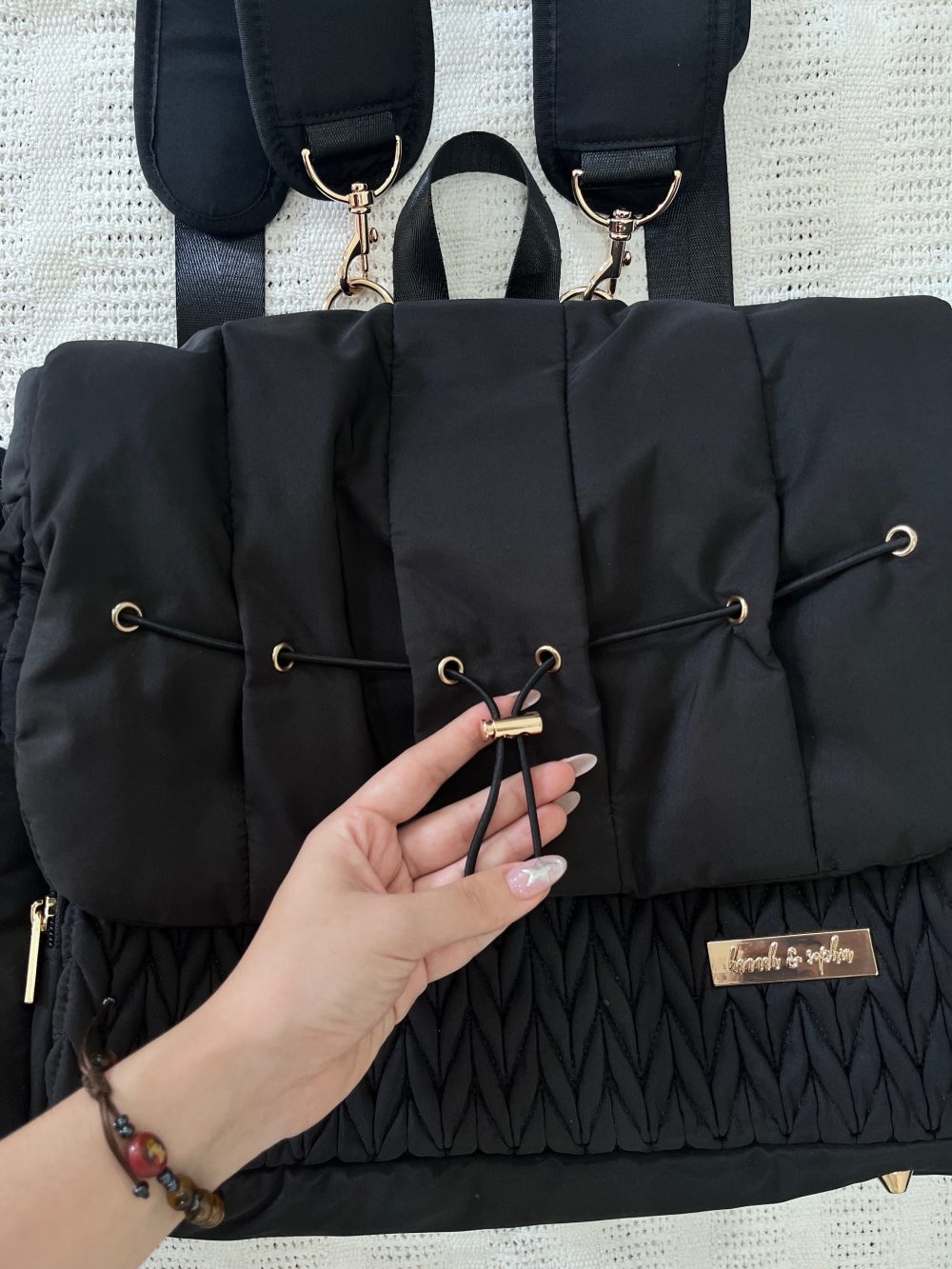 Balo kiêm túi đeo chéo đựng đồ cho bé Hannah & Sophia Belle màu đen - Ảnh 14