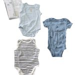 Set 2 bộ bodysuit Mothercare màu xanh kèm bodysuit Carter’s màu xanh (size 6 →9m)