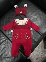 Bộ liền thân dài Nous màu đỏ phối kẻ ca rô kèm mũ và lá cổ trắng (size 6→9m) - Ảnh 8