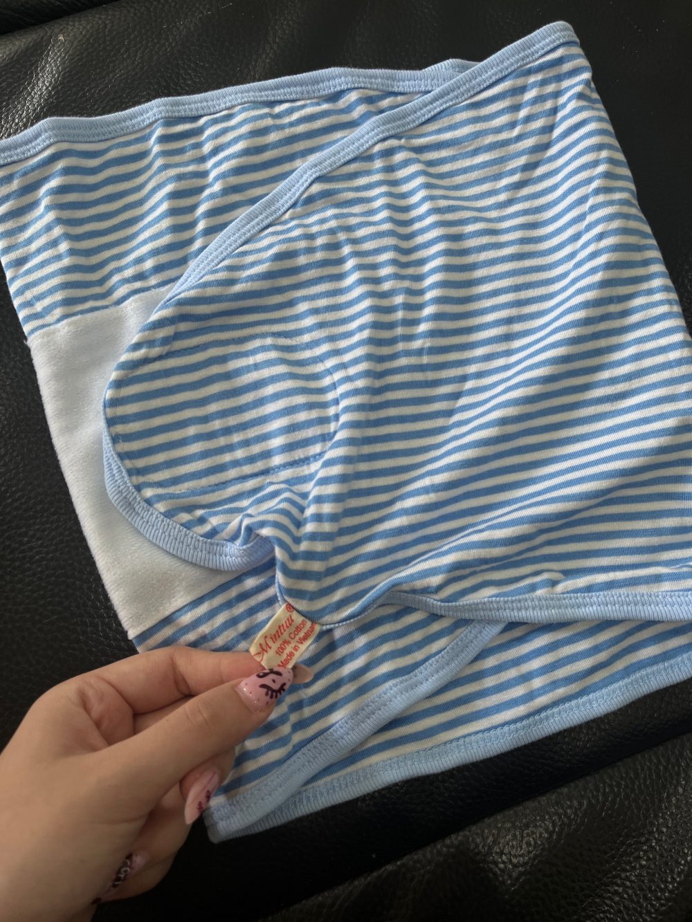 Set 2 bodysuit Pekkle màu xanh và URB màu be (size 3→6m) tặng kèm ủ quấn Mintuu màu xanh sọc trắng - Ảnh 8
