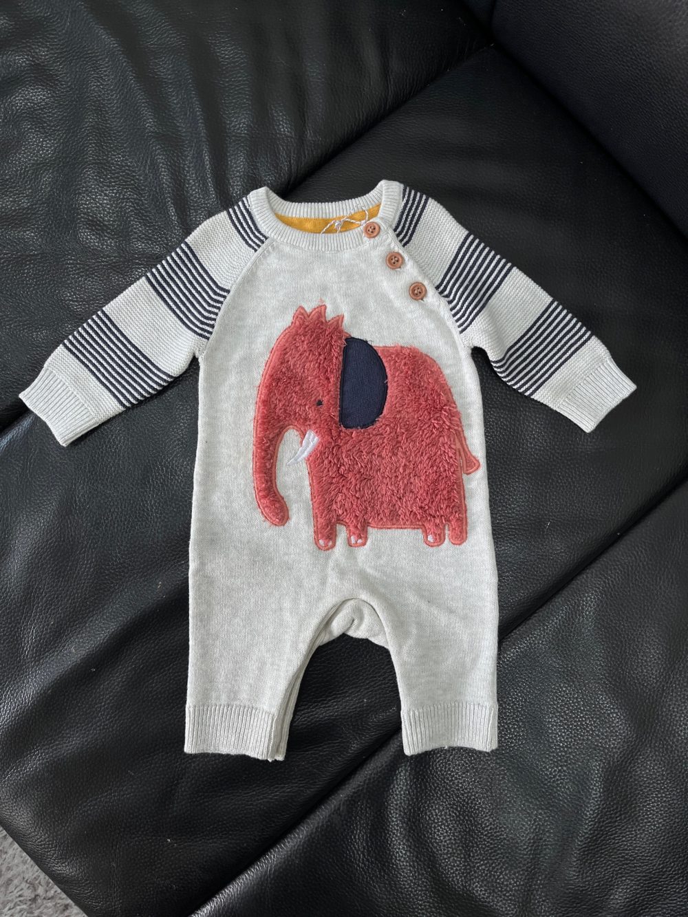 Set bodysuit len Mothercare kèm 2 bodysuit H&M màu trắng/sọc xanh (size 0→4m) - Ảnh 14