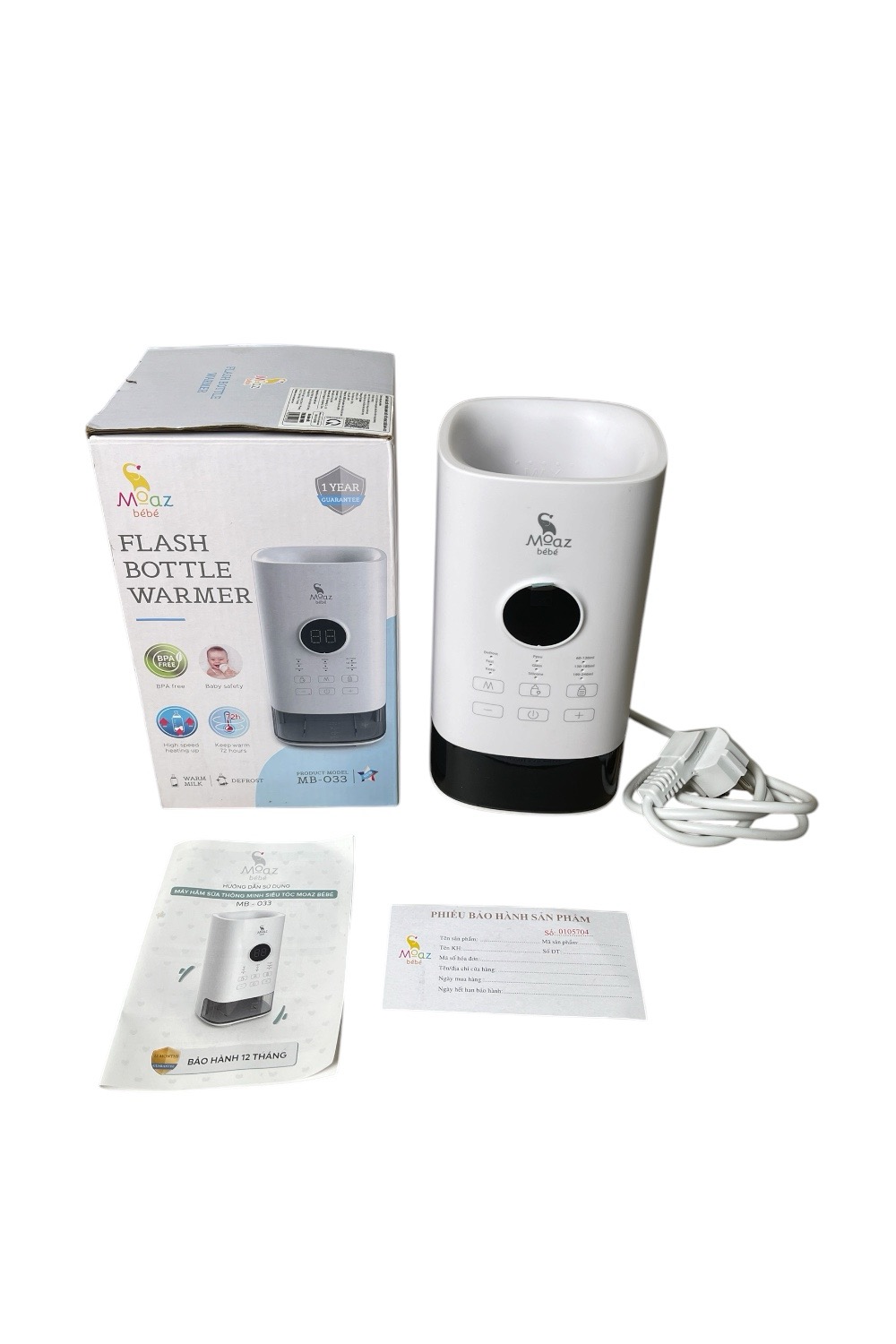 2bd873d165834e8ba778a6b2fd44f68b Máy hâm sữa Moaz BéBé MB – 033 ( full box) - Ảnh 1