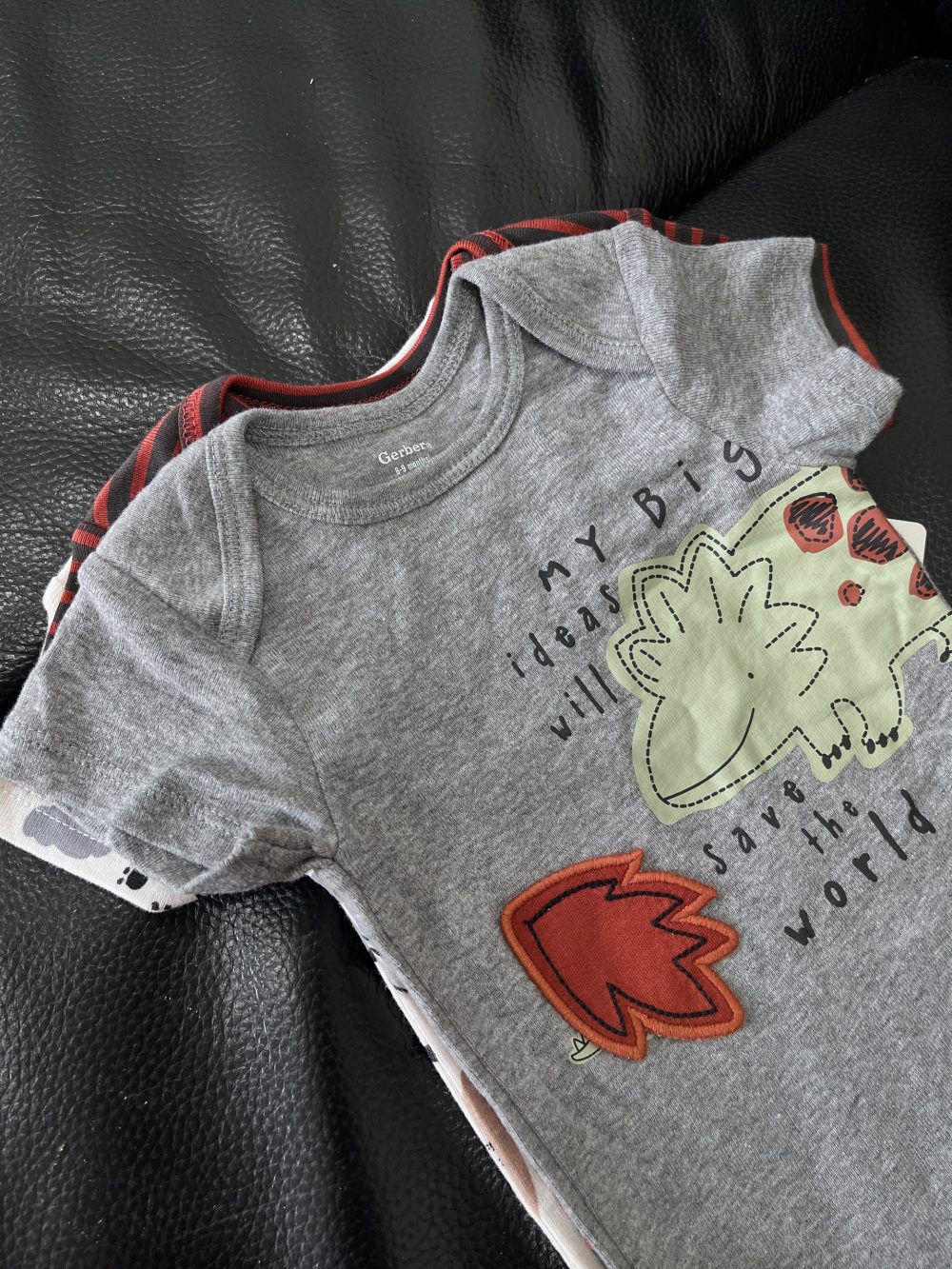 Set 4 bộ bodysuit Gerber chủ đề khủng long (size 6→9m) - Ảnh 8