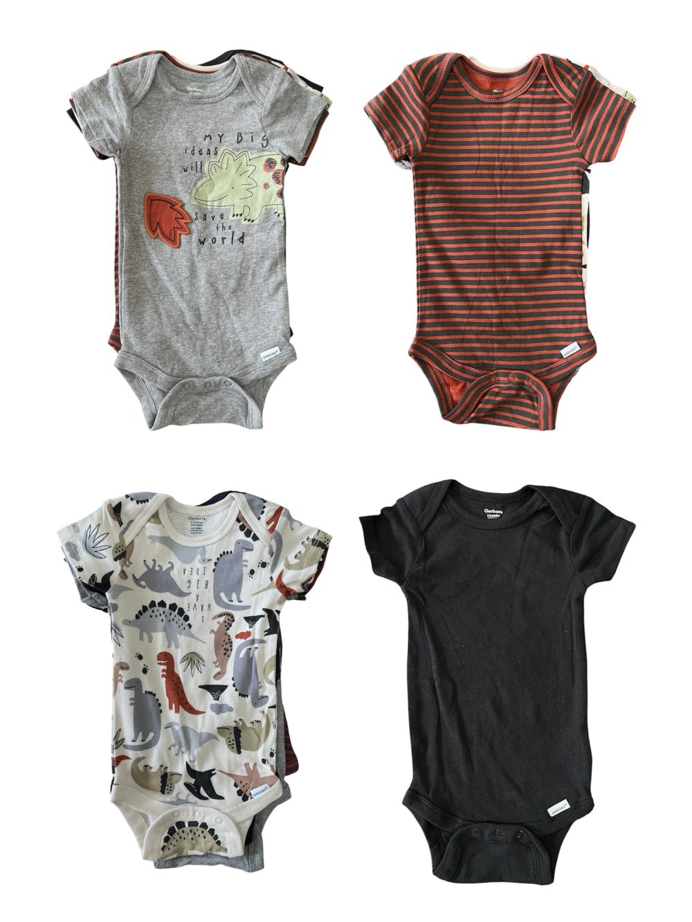 360218a8a57244c88e66c84af491ead2 Set 4 bộ bodysuit Gerber chủ đề khủng long (size 6→9m) - Ảnh 1
