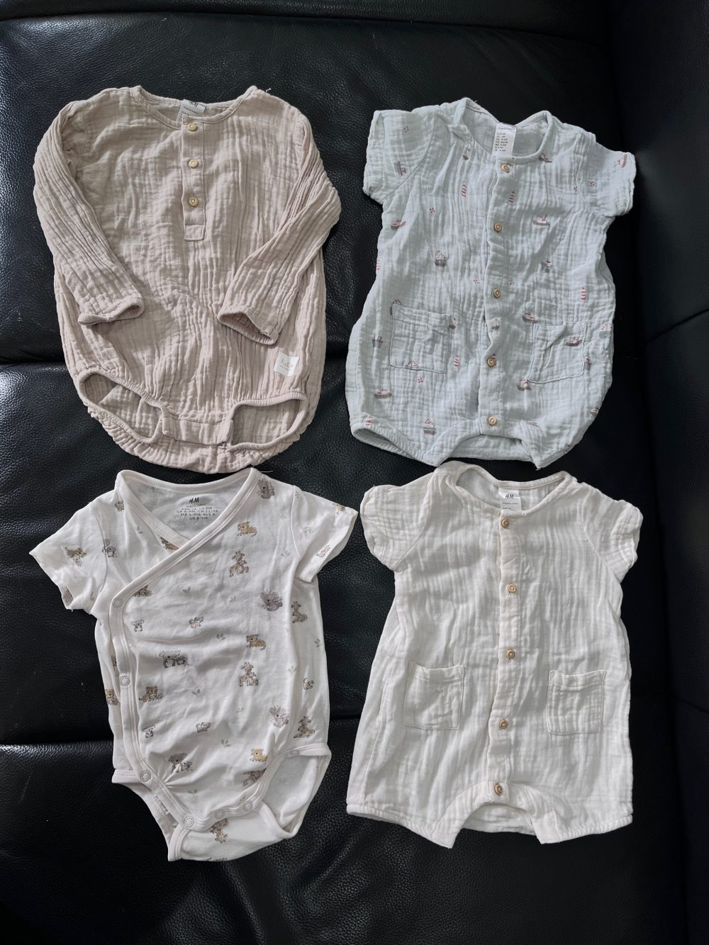 Set 4 bodysuit H&M màu xanh/be (size 2→9m) - Ảnh 29