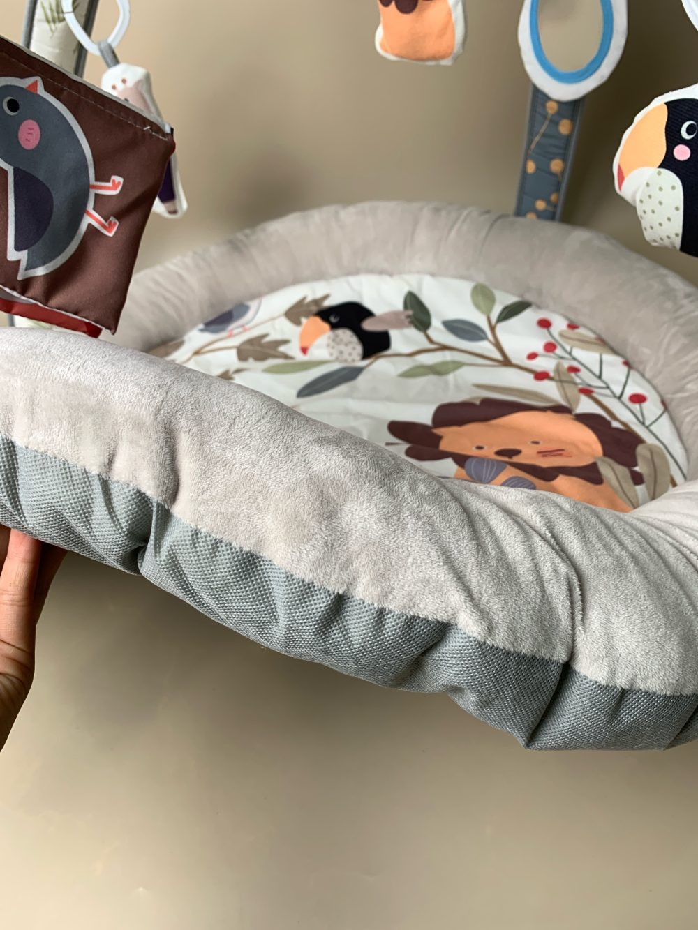 Thảm vải nằm chơi Telun Baby (ConCung) có nhạc, đèn, bảng điểu khiển màu xám (fullbox) - Ảnh 22