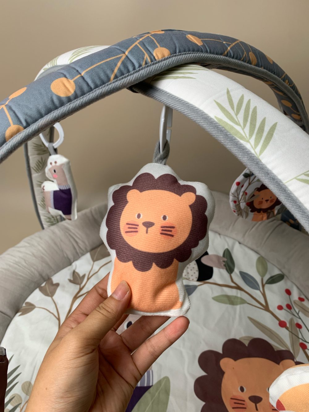 Thảm vải nằm chơi Telun Baby (ConCung) có nhạc, đèn, bảng điểu khiển màu xám (fullbox) - Ảnh 5