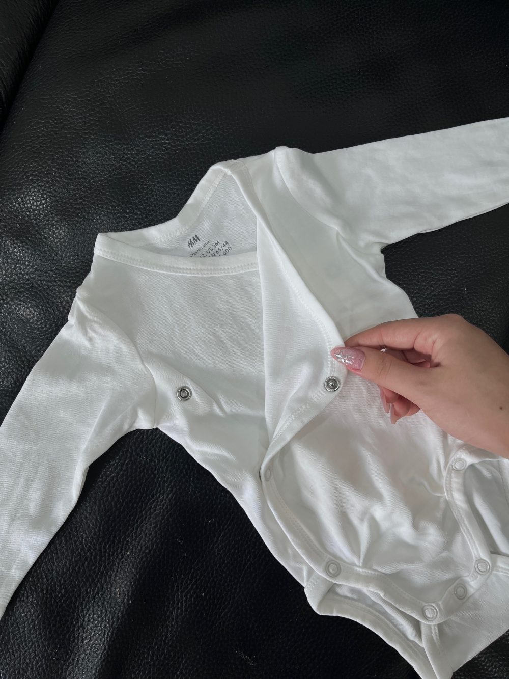 Set bodysuit len Mothercare kèm 2 bodysuit H&M màu trắng/sọc xanh (size 0→4m) - Ảnh 2