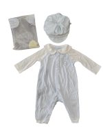 Set body dài Nous xanh phối trắng (size 3→6m) kèm mũ lưỡi trai Nous màu xanh nhạt (size M)