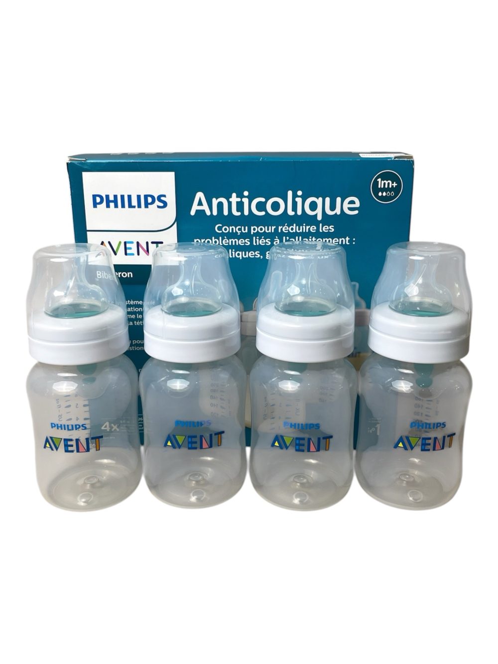 5161c4f08e4d4b6ba5fdc127831349b6 Set 4 bình sữa Philips Avents Anti- Colic 260ml ( 1m+/full box) - Ảnh 1