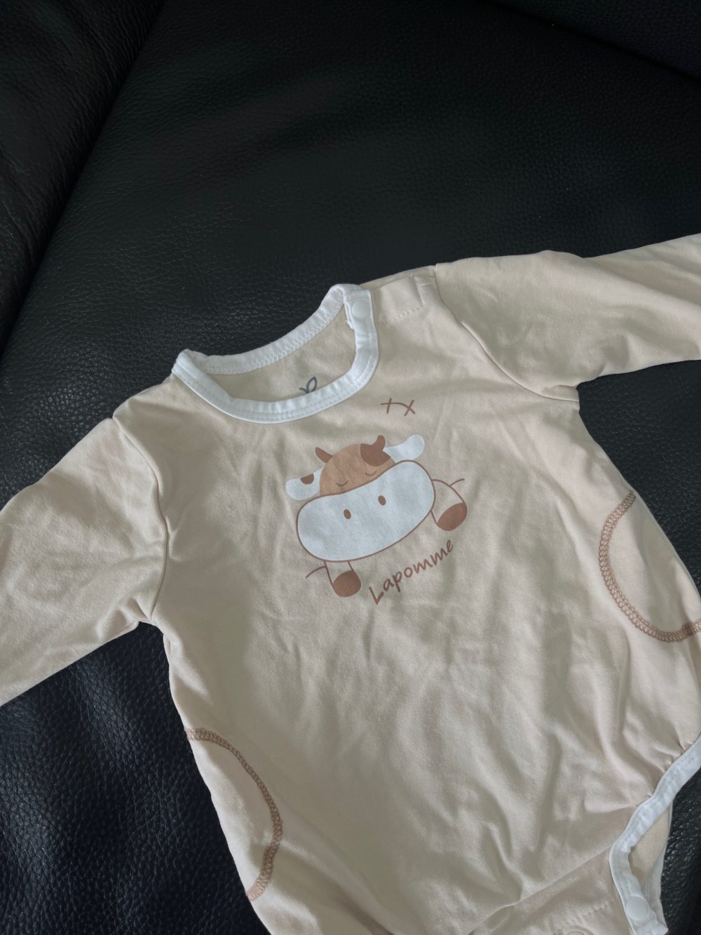 Set bodysuit dài tay kèm quần La Pomme màu nâu (size 0→3m) và bộ quần áo dài tay Asbaby màu trắng (size 3→6m) tặng kèm sleepsuit no brand màu trắng - Ảnh 14